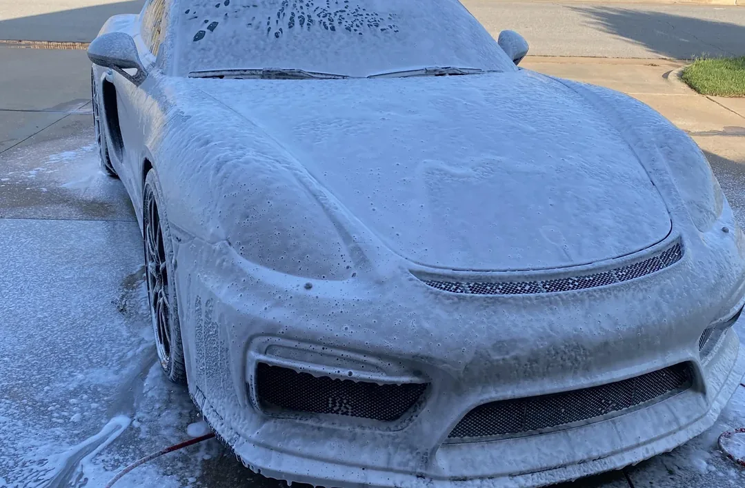 Exterior hand wash on a sedan